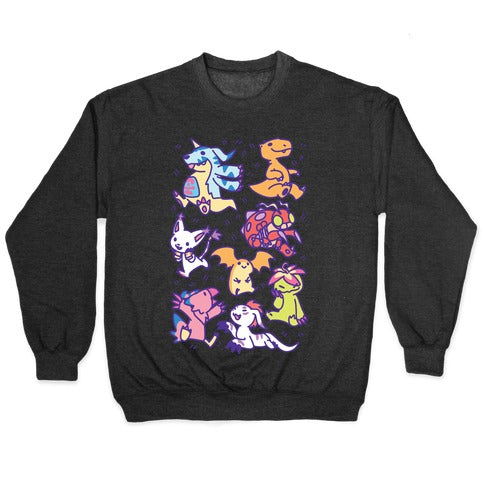Digital Monsters Pattern Crewneck Sweatshirt