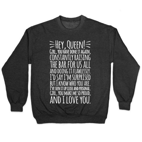 Hey Queen Michelle Obama Quote White Print Crewneck Sweatshirt