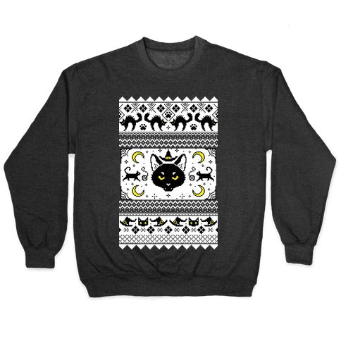 Witchy Black Cats Ugly Sweater Crewneck Sweatshirt