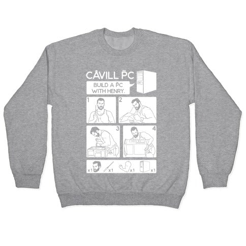 Cavill PC Parody White Print Crewneck Sweatshirt