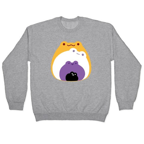 Frogs In Frogs In Frogs Nonebinary Pride Crewneck Sweatshirt