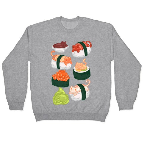 Sushi Cats Pattern Crewneck Sweatshirt