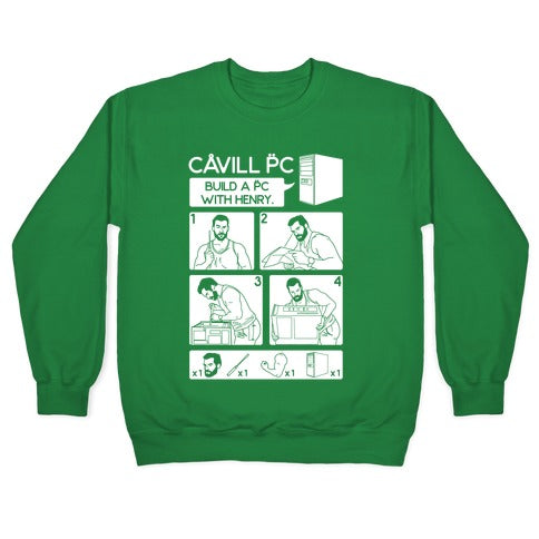 Cavill PC Parody White Print Crewneck Sweatshirt