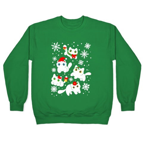 Christmas Cats Pattern Crewneck Sweatshirt