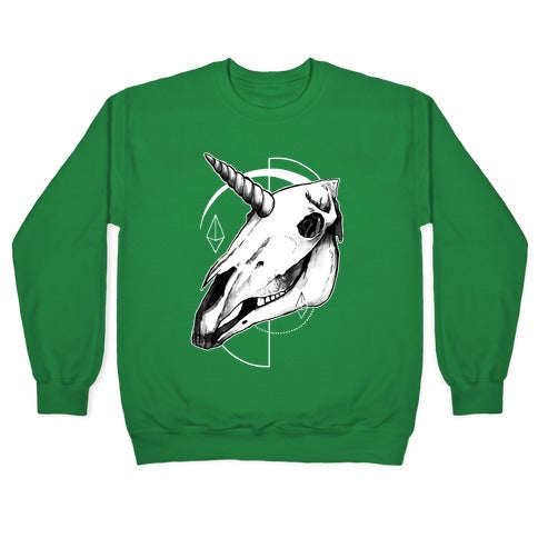 Geometric Occult Unicorn Skull Crewneck Sweatshirt