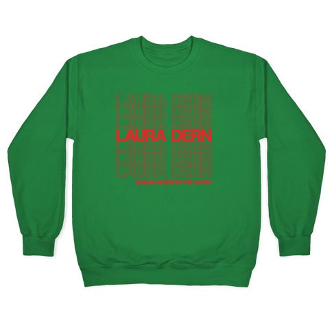 Laura Dern Thank You Bag Parody White Print Crewneck Sweatshirt