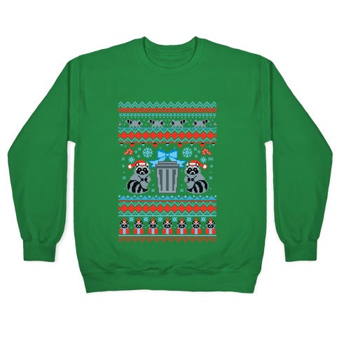 Raccoon Ugly Christmas Sweater Crewneck Sweatshirt