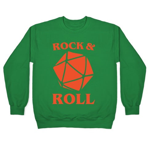 Rock and Roll D & D Parody White Print Crewneck Sweatshirt