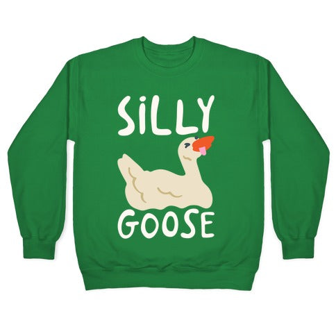 Silly Goose White Print Crewneck Sweatshirt