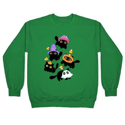 Spooky Black Cats Pattern Crewneck Sweatshirt
