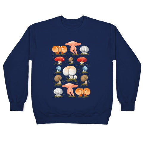 Butt Mushroom Pattern Crewneck Sweatshirt