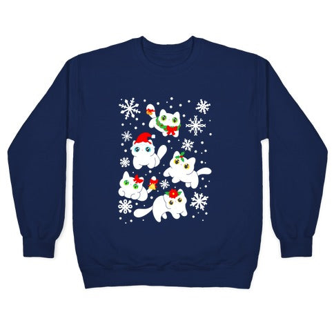 Christmas Cats Pattern Crewneck Sweatshirt