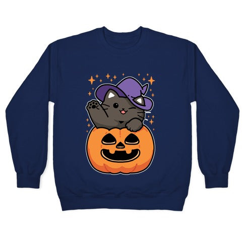 Cute Halloween Cat Crewneck Sweatshirt
