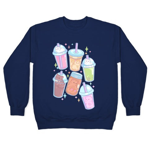 Kawaii Cat Cafe Drinks Crewneck Sweatshirt