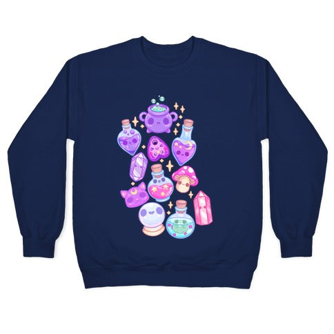 Kawaii Witchy Pattern Crewneck Sweatshirt