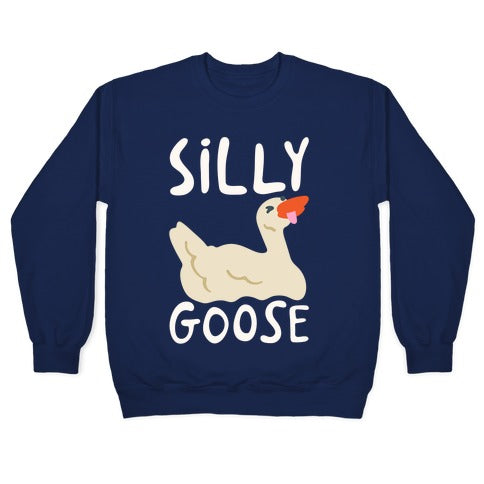 Silly Goose White Print Crewneck Sweatshirt