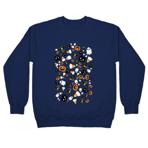 Spoopy Halloween Pattern Crewneck Sweatshirt