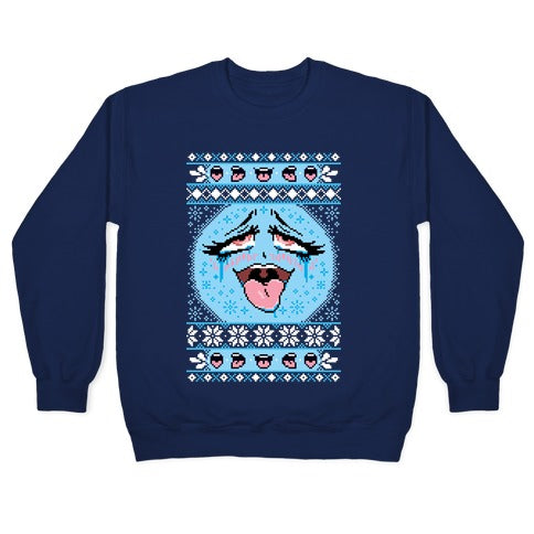 Ugly Ahegao Christmas Sweater Crewneck Sweatshirt