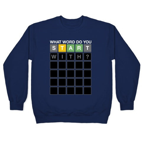 What Word Do You Start With? Wordle Parody Crewneck Sweatshirt