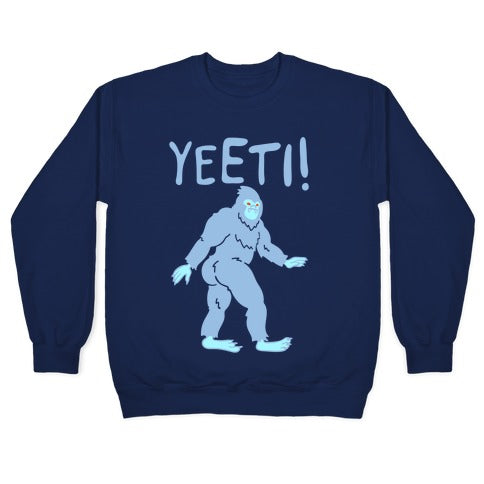 Yeeti Yeti Parody White Print Crewneck Sweatshirt