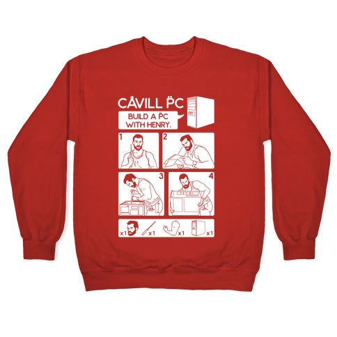 Cavill PC Parody White Print Crewneck Sweatshirt