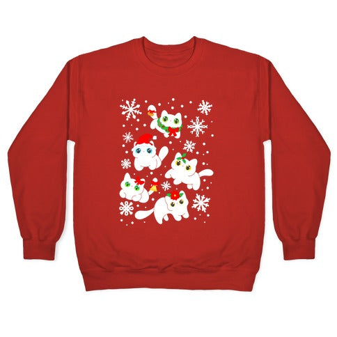 Christmas Cats Pattern Crewneck Sweatshirt