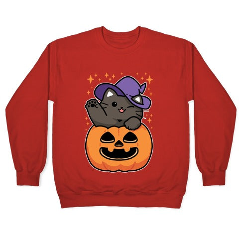 Cute Halloween Cat Crewneck Sweatshirt