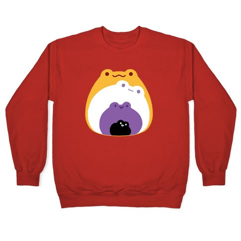 Frogs In Frogs In Frogs Nonebinary Pride Crewneck Sweatshirt