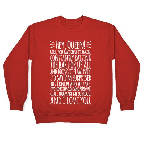 Hey Queen Michelle Obama Quote White Print Crewneck Sweatshirt