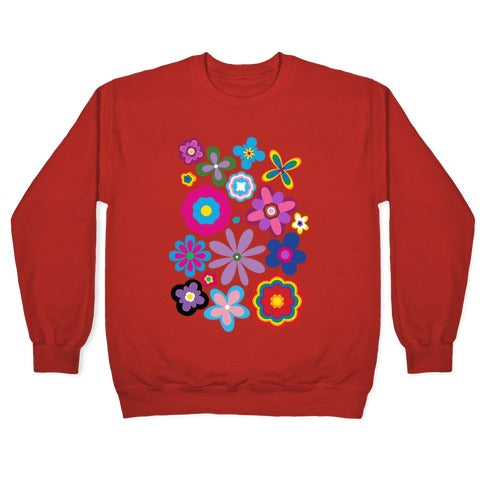 Hippie Pride Flower Pattern Crewneck Sweatshirt