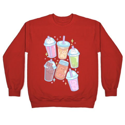 Kawaii Cat Cafe Drinks Crewneck Sweatshirt