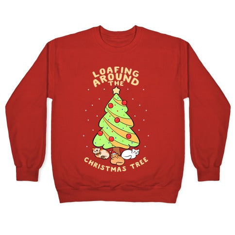 Loafing Around The Christmas Tree Crewneck Sweatshirt