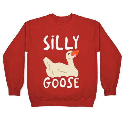 Silly Goose White Print Crewneck Sweatshirt