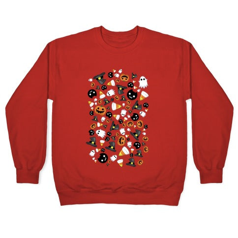 Spoopy Halloween Pattern Crewneck Sweatshirt