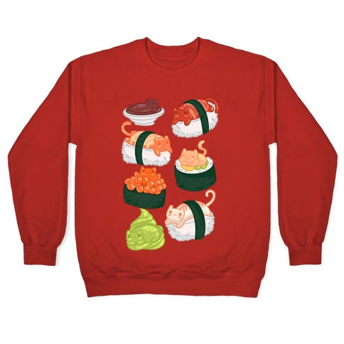 Sushi Cats Pattern Crewneck Sweatshirt