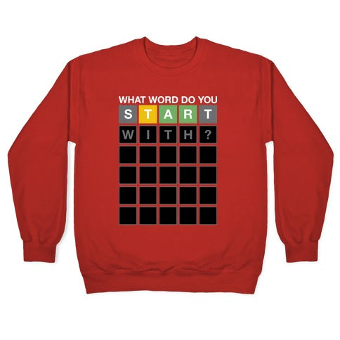 What Word Do You Start With? Wordle Parody Crewneck Sweatshirt
