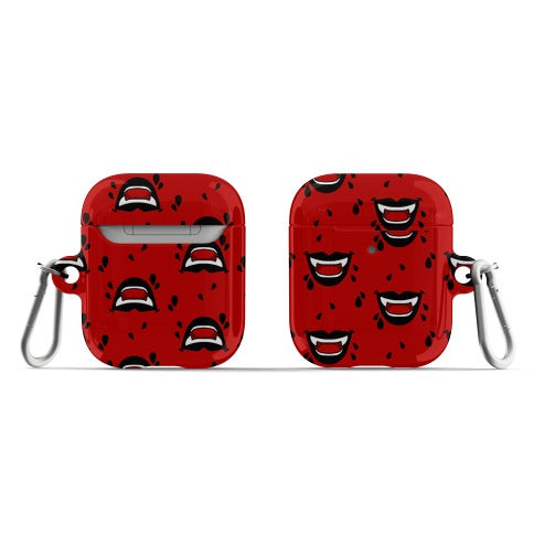 Black Vampire Lips Pattern AirPod Case