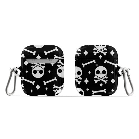 Cute Skull N' Bones Pattern (Black) AirPod Case