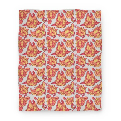 Floral Penis Pattern Orange Blanket