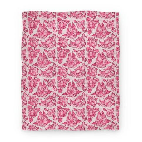 Floral Penis Pattern Pink Blanket