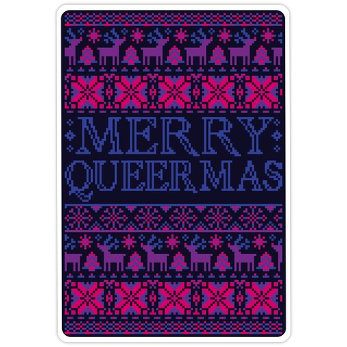 Merry Queermas Bisexual Pride Christmas Sweater Die Cut Sticker
