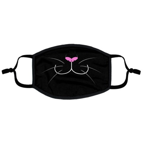 Black Cat Mouth Flat Face Mask