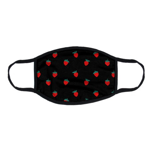 Dainty Strawberry Pattern Black Flat Face Mask