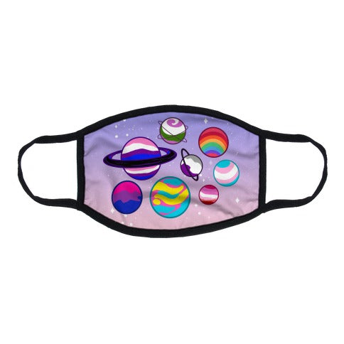 LGBTQ+ Planets Pastel Flat Face Mask