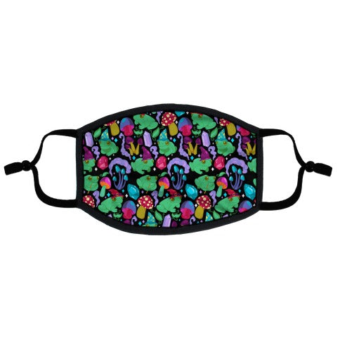 Magical Mushroom Frogs Pattern Flat Face Mask