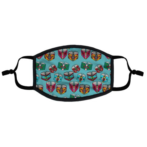 Punk Book Tattoo Pattern Flat Face Mask