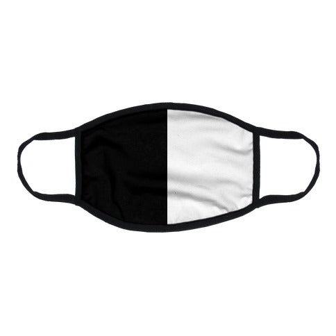 Vertical Black and White Split Flat Face Mask