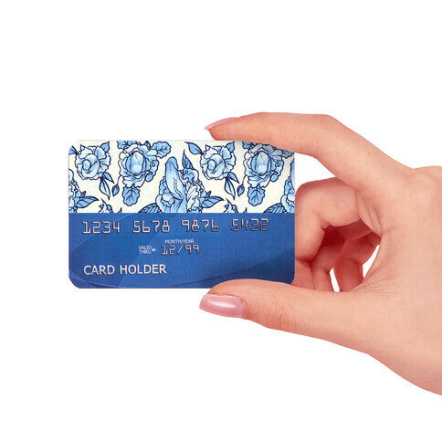 Floral Penis Pattern Blue Credit Card Skin