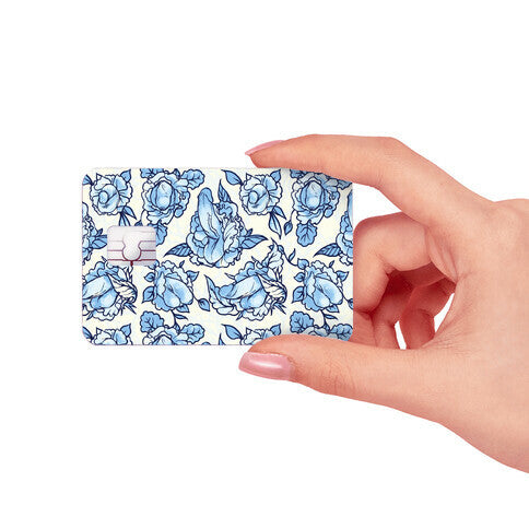 Floral Penis Pattern Blue Credit Card Skin