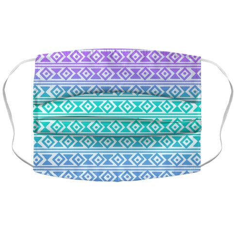 Aqua Tribal Pattern Face Mask